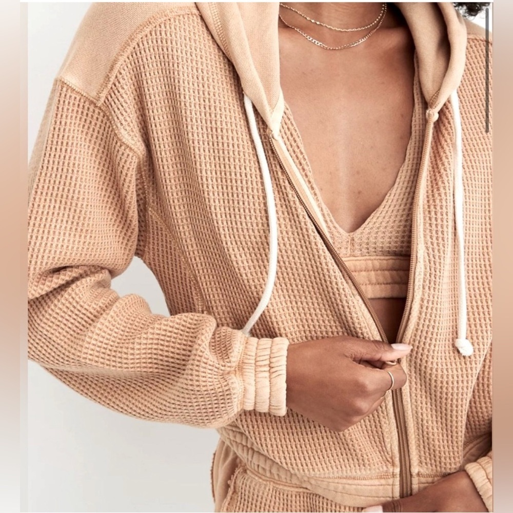 aerie Cropped Waffle Knit hoodie sz S - Picture 7 of 7